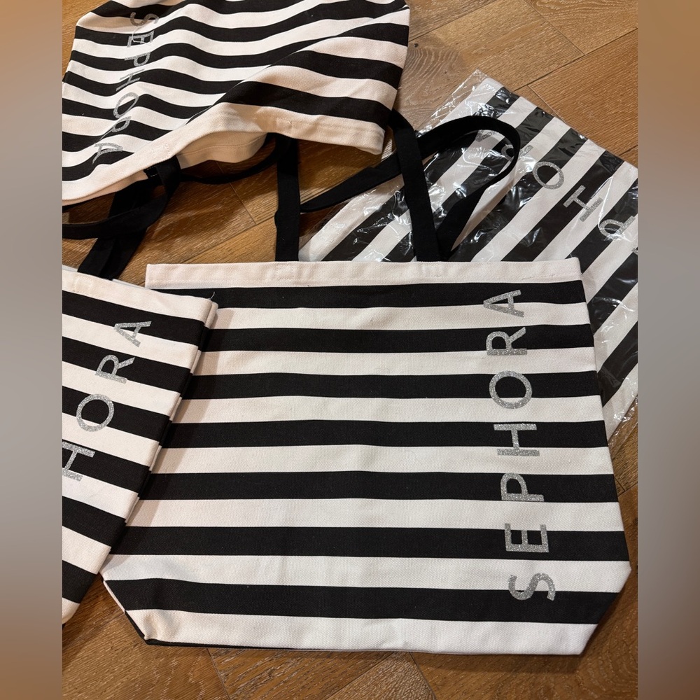 New Sephora Black and White Striped Tote
